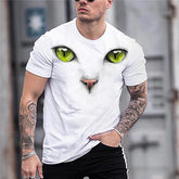 Men's T shirt Tee Animal Cat Graphic Prints Crew Neck White 3D Print Outdoor Street Short Sleeve Print Clothing Apparel Sports Designer Casual