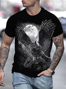 Men's Unisex T shirt Tee Shirt Tee Owl Graphic Prints Crew Neck Black 3D Print Daily Holiday Short Sleeve Print Clothing Apparel Designer Casual Big and Tall / Summer / Summer