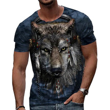 Men's Unisex T shirt Tee Wolf Graphic Prints Crew Neck Blue 3D Print Outdoor Street Short Sleeve Print Clothing Apparel Sports Designer Casual Big and Tall / Summer / Summer