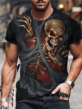 Men's Unisex T shirt Tee Skull Graphic Prints Crew Neck Black / Gray 3D Print Daily Holiday Short Sleeve Print Clothing Apparel Designer Casual Big and Tall / Summer / Summer