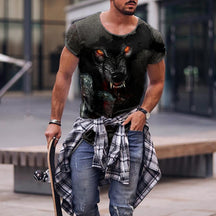 Men's Wolf Print Regular T-Shirt