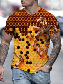Men's Unisex T shirt Tee Shirt Tee Bee Graphic Prints Crew Neck Gold Yellow Light Brown Orange Brown 3D Print Daily Holiday Short Sleeve Print Clothing Apparel Designer Casual Big and Tall