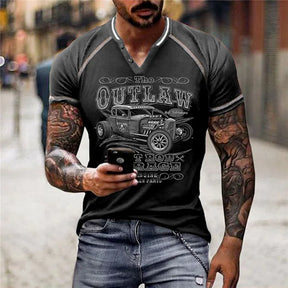 Men's T shirt Tee Cartoon Color Block Graphic Prints V Neck Blue Brown Coffee Gray 3D Print Outdoor Street Short Sleeve Patchwork Button-Down Clothing Apparel Sports Designer Casual