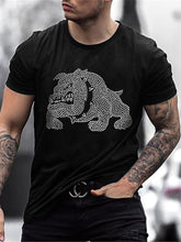 Bulldog Rhinestone Round Neck Short Sleeve T-Shirt