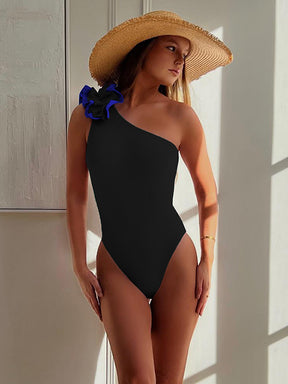 Flower Shape One-Shoulder One-Piece Swimwear&Cover-Ups Skirts