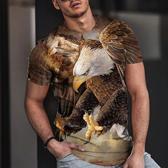 Men's T shirt Tee Tee Graphic Round Neck Brown 3D Print Casual Daily Short Sleeve 3D Print Clothing Apparel Fashion Cool Designer Comfortable / Summer / Summer