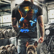 Men's T shirt Tee Animal Graphic Prints Eagle Crew Neck Blue 3D Print Outdoor Street Short Sleeve Print Clothing Apparel Sports Designer Casual