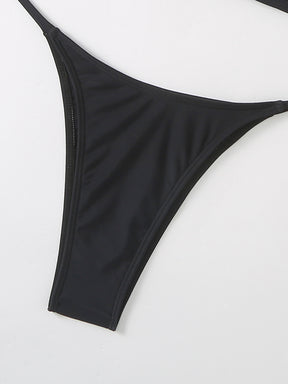 Split-Joint Belly-Hollow Bandage Padded Halter-Neck Bikini Swimsuit