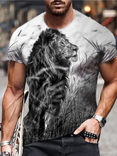 Men's Unisex T shirt Tee Lion Graphic Prints Crew Neck Gray 3D Print Daily Holiday Short Sleeve Print Clothing Apparel Designer Casual Big and Tall / Summer / Summer