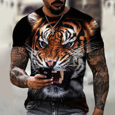 Men's Unisex T shirt Tee Tiger Graphic Prints Crew Neck Black 3D Print Outdoor Street Short Sleeve Print Clothing Apparel Sports Casual Big and Tall / Summer / Summer