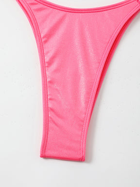 Padded Backless Bandage Hollow Halter-Neck Bikini Swimsuit
