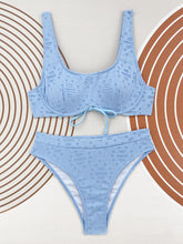 Bandage Hollow Solid Color Padded Square-Neck Bikini Swimsuit