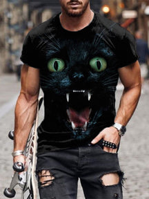 Men's Cat Print Short Sleeve T-Shirt