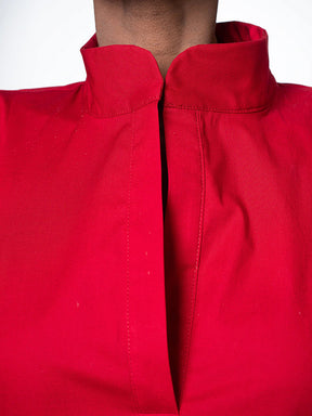 Stylish Loose Stand-Collar Long Sleeves Midi Dress