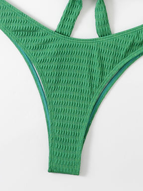 Padded Bandage Hollow Halter-Neck Bikini Swimsuit