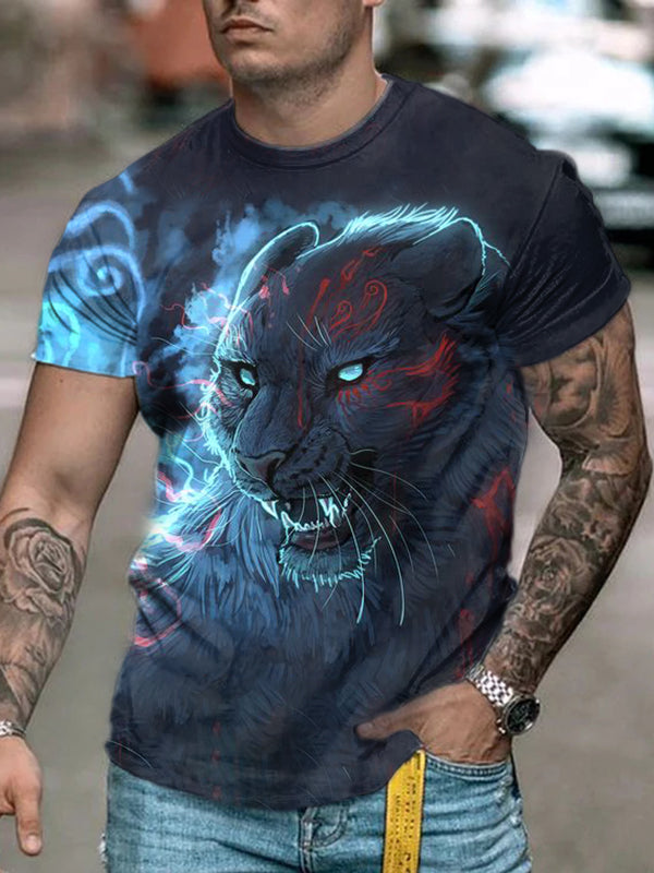 Men's wolf print crewneck T-shirt