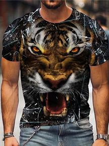 Men's Unisex T shirt Tee Tiger Graphic Prints Crew Neck Black 3D Print Outdoor Street Short Sleeve Print Clothing Apparel Sports Designer Casual Big and Tall / Summer / Summer