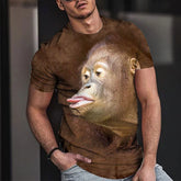 Men's T shirt Tee Tee Graphic Animal Round Neck Brown 3D Print Casual Daily Short Sleeve 3D Print Clothing Apparel Fashion Cool Designer Comfortable / Summer / Summer