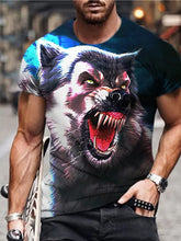 Men's Unisex T shirt Tee Animal Wolf Graphic Prints Crew Neck Blue 3D Print Outdoor Street Short Sleeve Print Clothing Apparel Sports Designer Casual Big and Tall / Summer / Summer