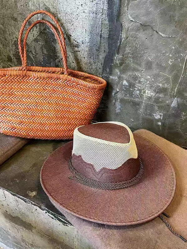 Western Cowboy Breathable Outdoor Sunshade Straw Hat