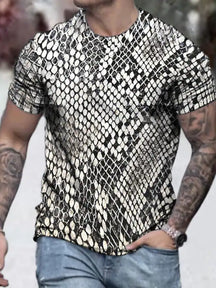 Men's T shirt Tee Shirt Tee Graphic Snakeskin Graphic Prints Crew Neck Gray 3D Print Plus Size Casual Daily Short Sleeve Clothing Apparel Basic Designer Slim Fit Big and Tall / Summer / Summer