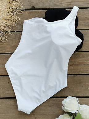 Color-Block Floral Padded One-Shoulder One-Piece Swimwear